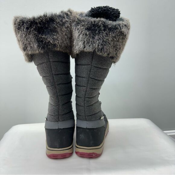 Lace up tall winter boots black grey maroon women's 7 frozen isogrip - Picture 4 of 7